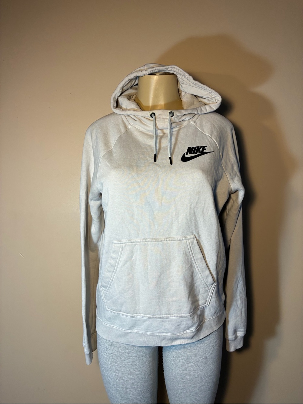 Nike White Crewneck Hoodie with Black Logo